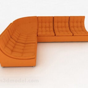 Mẫu nội thất sofa nhiều chỗ màu cam 3d