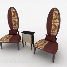 Classic Red Single Sofa Furniture Set 3d model