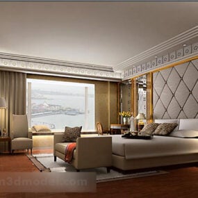 ריהוט חדר שינה בסגנון אירופאי דגם תלת מימד