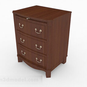 Wood Bedside Table Furniture V3 3d model