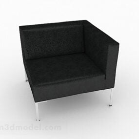Furnitur Sofa Tunggal Minimalis Hitam Model V2 3d