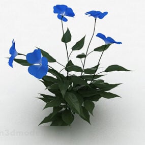 עץ גן פרח כחול דגם תלת מימד