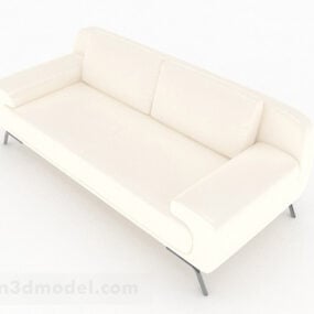 White Fabric Loveseat Sofa Furniture 3d model
