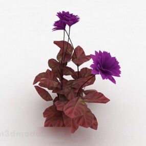 Planta de flor roxa de jardim V1 modelo 3d