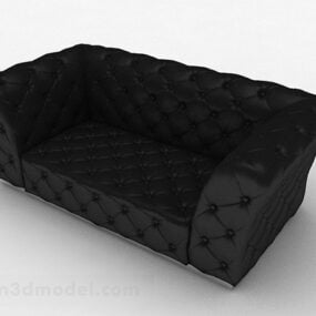 ריהוט ספה דו-מושבי שחור V1 דגם תלת מימד