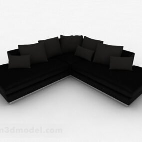 ब्लैक मल्टी-सीट सोफा फर्नीचर V1 3डी मॉडल