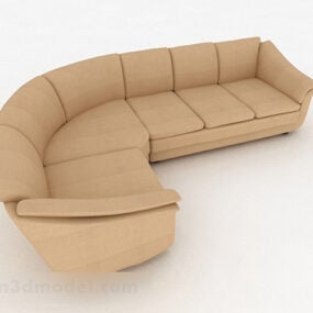 Brown Leather Minimalist Multi-seats Sofa Furniture 3d model