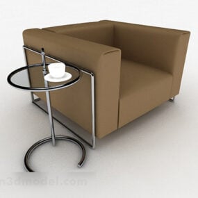 Brown Minimalist Single Sofa Furniture V1 3d model