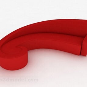 Red Multi-seats Sofa Furniture 3d model