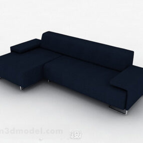 3d модель синього шкіряного багатомісного дивана