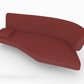 Rood lederen bank met meerdere zitplaatsen 3D-model
