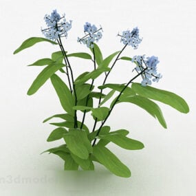 青い花の庭の植物 V3 3D モデル