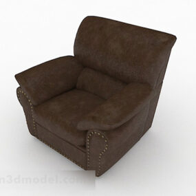 3д модель американской коричневой одноместной мебели с диваном