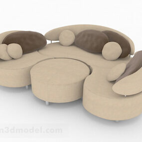 Brown Leather Multi-seats Sofa Furniture 3d model