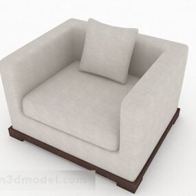 Beige Fabric Simple Single Sofa Furniture 3d model
