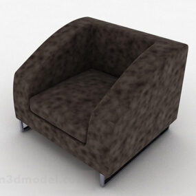 Brown Leather Minimalist Single Sofa Furniture 3d model