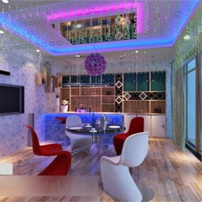 Värikäs ruokailuhuoneen sisätilojen 3d-malli