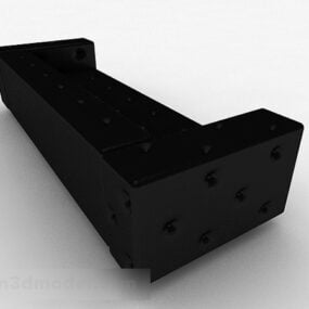 Schwarzes Mehrsitzer-Sofamöbel V2 3D-Modell