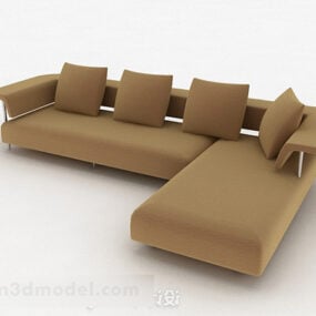 Bruin minimalistisch bankmeubilair met meerdere zitplaatsen 3D-model