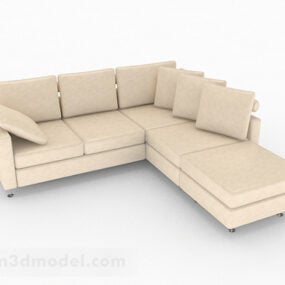 Mẫu ghế sofa nhiều chỗ ngồi vải màu vàng Mẫu 3d