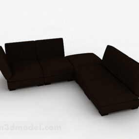 Canapé d'angle multi-places de couleur marron modèle 3D