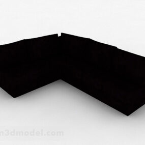 Black Leather Multi-seats Sofa V1 3d model