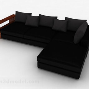 Schwarzes Sofa mit mehreren Sitzen, 3D-Modell