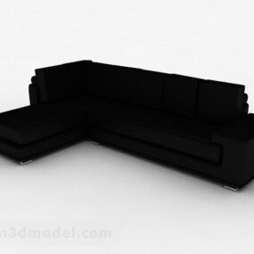 Czarny wielomiejscowy projekt mebli Sofa V1 Model 3D