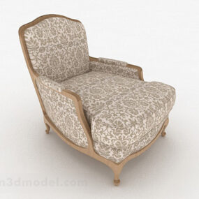 棕色图案单人沙发家具设计3d模型