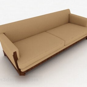 Mẫu 3d Sofa nâu nhiều chỗ ngồi tối giản