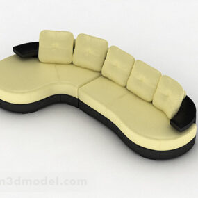 Yellow Multi-seats Sofa Furniture Design V2 3d model