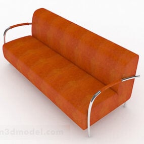 オレンジ色のマルチシートソファ家具デザイン3Dモデル