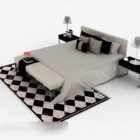 Серая двуспальная кровать Дизайн мебели