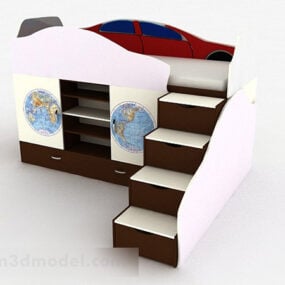 نموذج تصميم أثاث سرير مفرد للأطفال ثلاثي الأبعاد