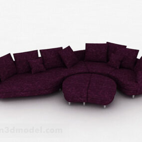 紫色のマルチシートソファ家具デザイン3Dモデル