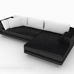 Desain Furnitur Sofa Multi-kursi Hitam Model V2 3d