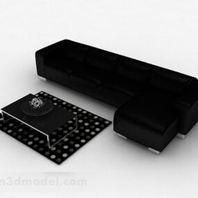 Czarny wielomiejscowy projekt mebli Sofa V3 Model 3D