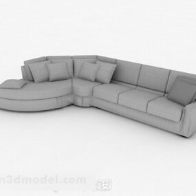 Model 3d Reka Bentuk Perabot Sofa Berbilang tempat duduk Kelabu