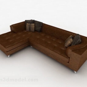 أريكة باللون البني بتصميم أثاث متعدد المقاعد V4 نموذج ثلاثي الأبعاد