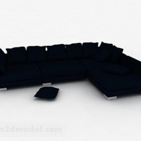 Desain Furnitur Sofa Multi-kursi Biru Model V2 3d