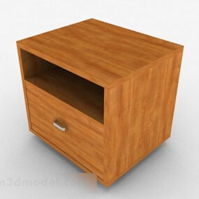 Modelo 3d de design de móveis de mesa de cabeceira de madeira amarela