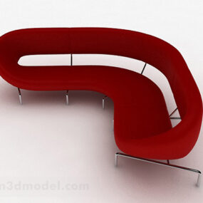 Red Minimalist Multi-seater Sofa Design 3d model