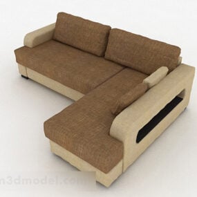 Brun Læder Multi-sæder Sofa Design 3d model