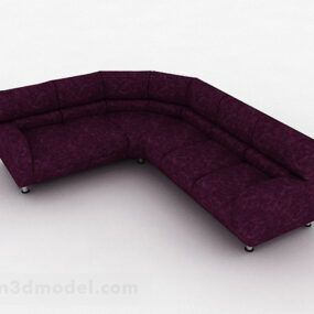 Desain Furnitur Sofa Multi-kursi Ungu Model V1 3d