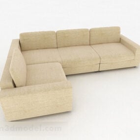 Yellow Minimalist Multi-seats Sofa Design 3d model