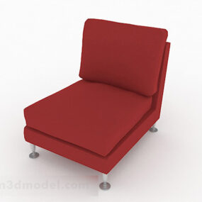 Modelo 3D minimalista de móveis de sofá único de cor vermelha
