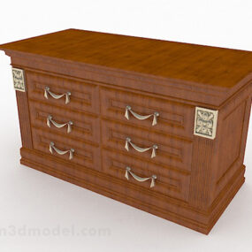 Wooden Brown Office Cabinet Decor V1 3d model