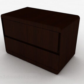 Brown Wooden Bedside Table Decor 3d model