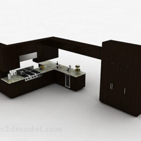 Wooden Kitchen Cabinet Set Decor 3d model