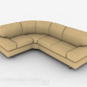 ديكور أريكة متعددة المقاعد باللون الأصفر نموذج ثلاثي الأبعاد